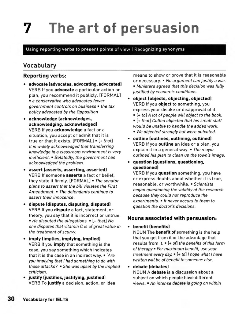 Vocabulary for IELTS: Persuasion Techniques | PDF | Evidence | Freedom ...