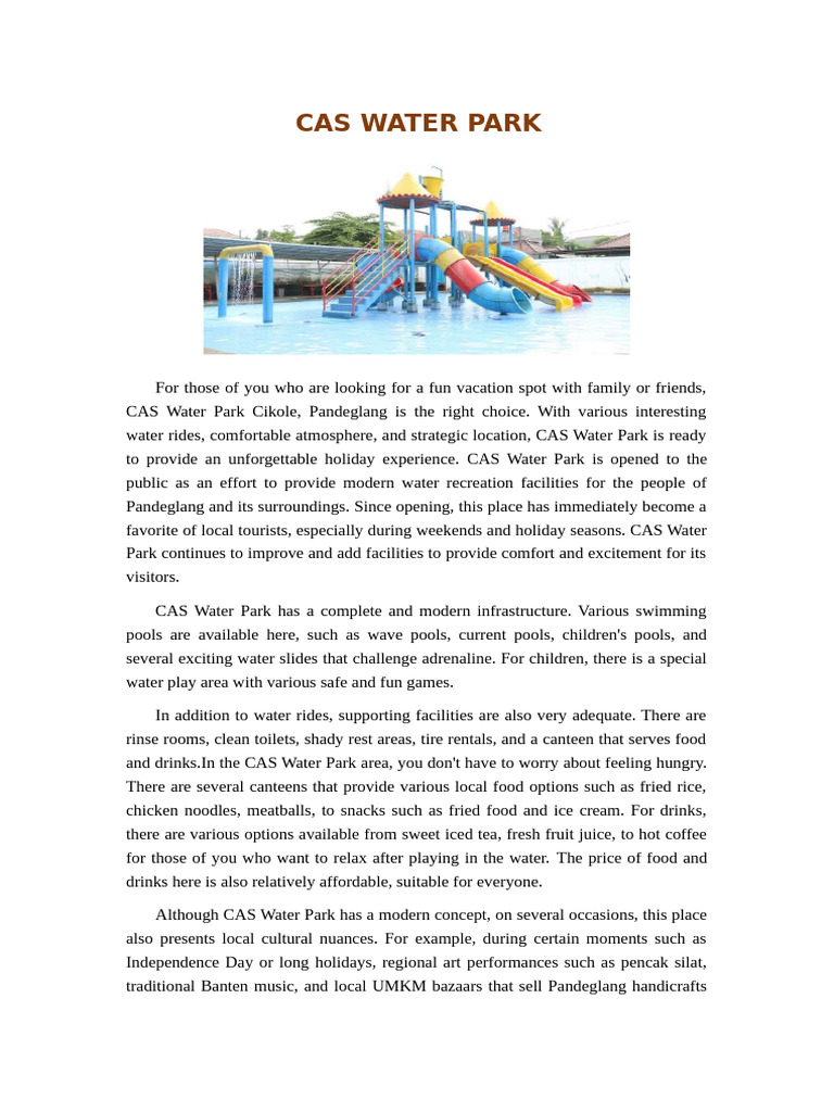 CAS Water Park: Fun Family Destination | PDF | Water