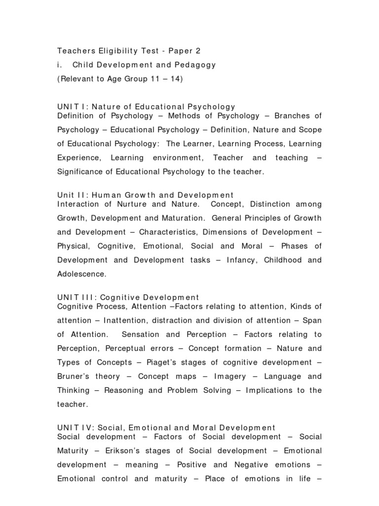 TET Paper 2: Child Development & Pedagogy | PDF | Educational ...
