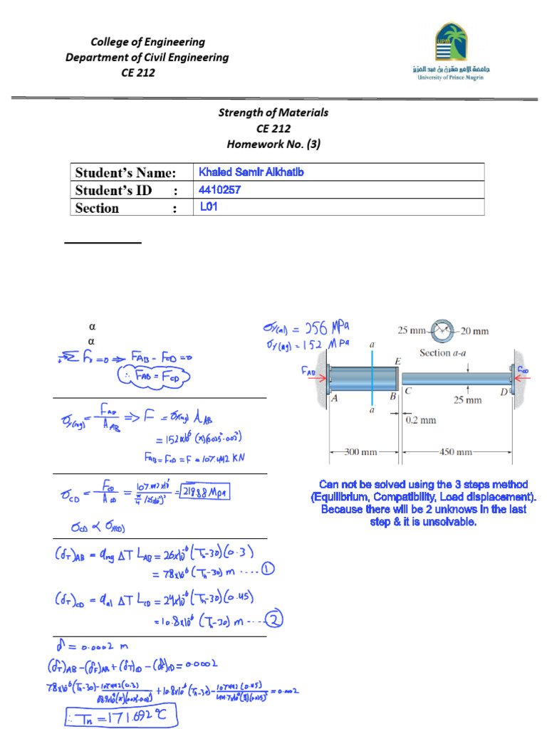 Strength of Materials Homework Solutions | PDF