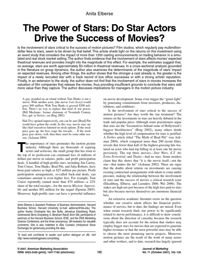 Star Power in Movie Success Analysis | PDF | Forecasting