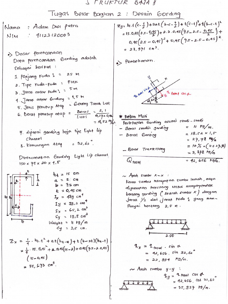 Adam Dwi Putra41123120003Tugas BesarStruktur Baja II PDF