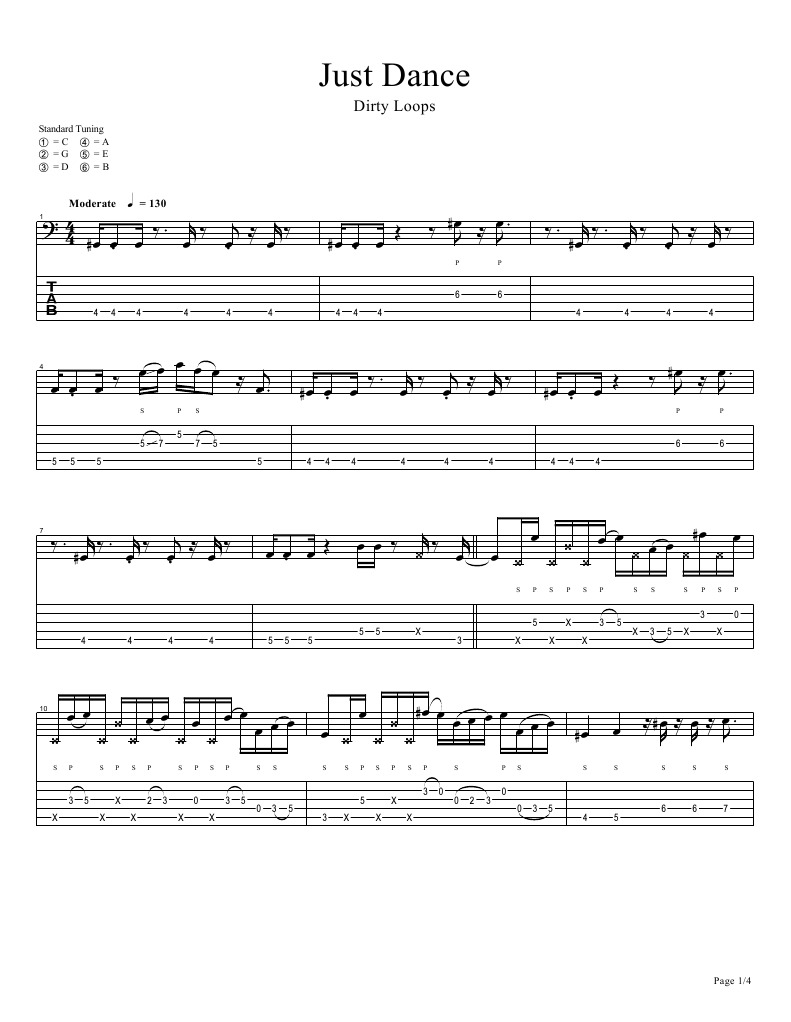 DIRTY LOOPS ベーススコア Dirty Loops - Just Dance | PDF