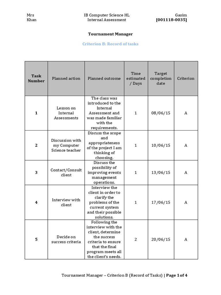 Task Record for CS IA Project | PDF | Graphical User Interfaces ...