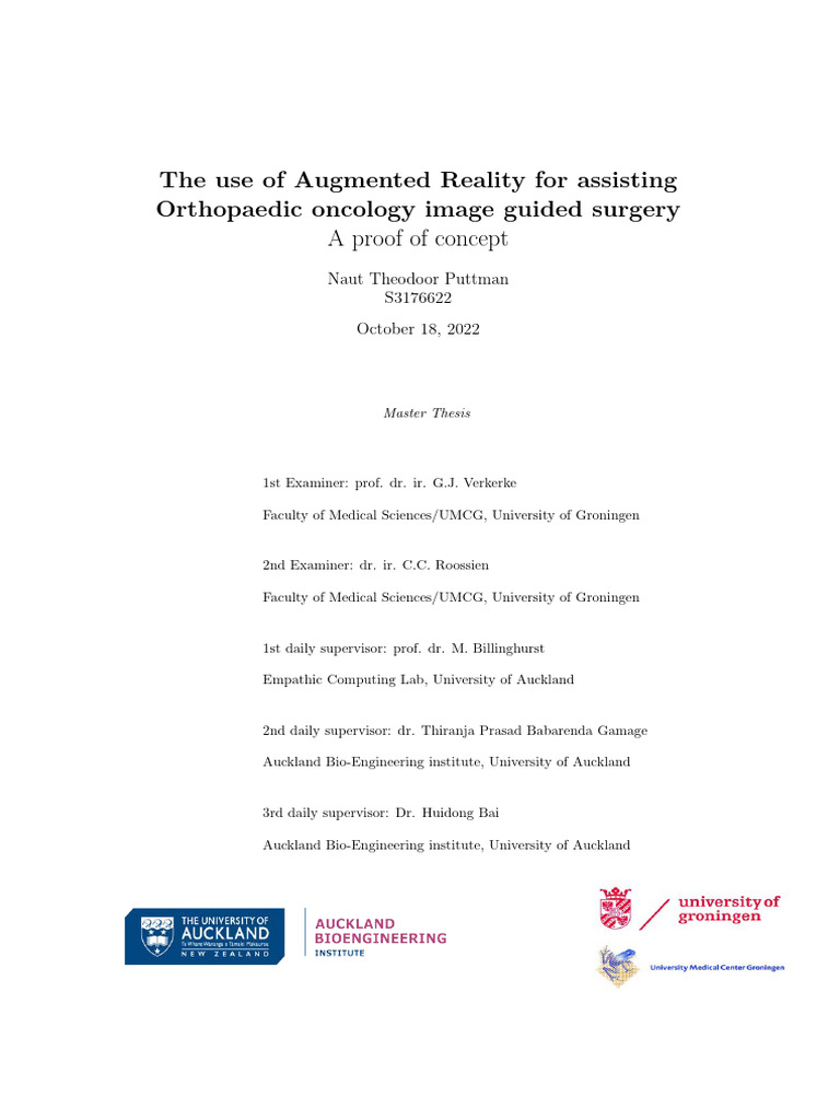 Augmented Reality in Orthopaedic Surgery | PDF | Augmented Reality | Ct ...