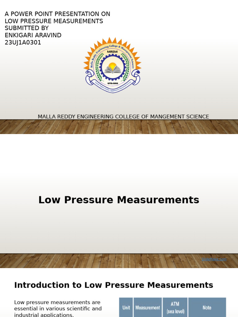 Low Pressure Measurement Devices Overview | PDF | Pressure Measurement ...