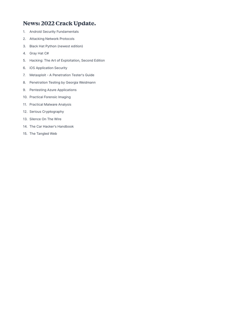 2022 Hacking Book Updates | PDF