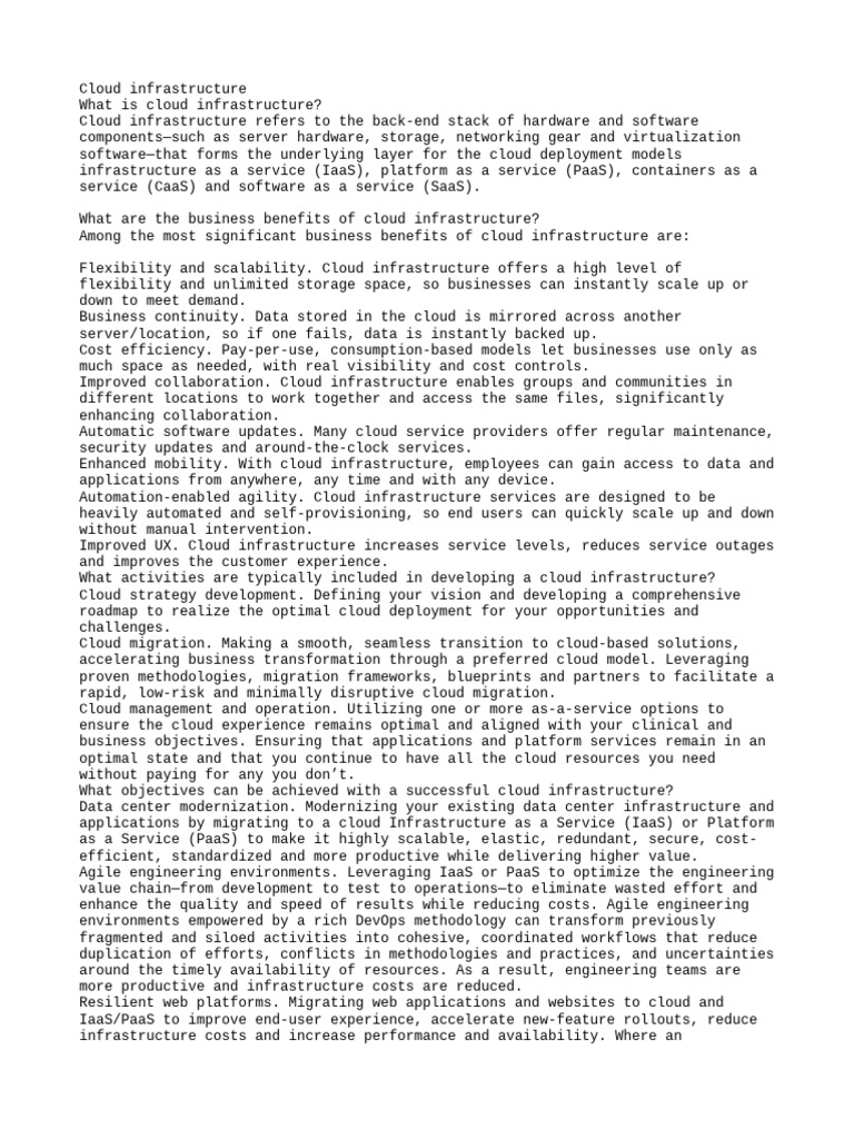 Benefits and Development of Cloud Infrastructure | PDF | Cloud ...