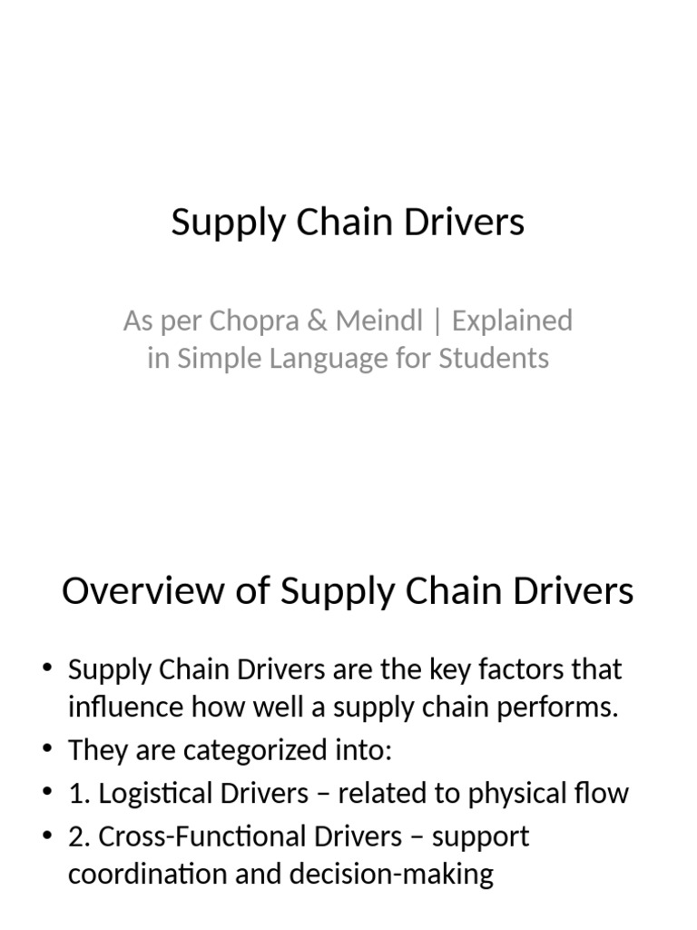 Key Supply Chain Drivers Explained | PDF