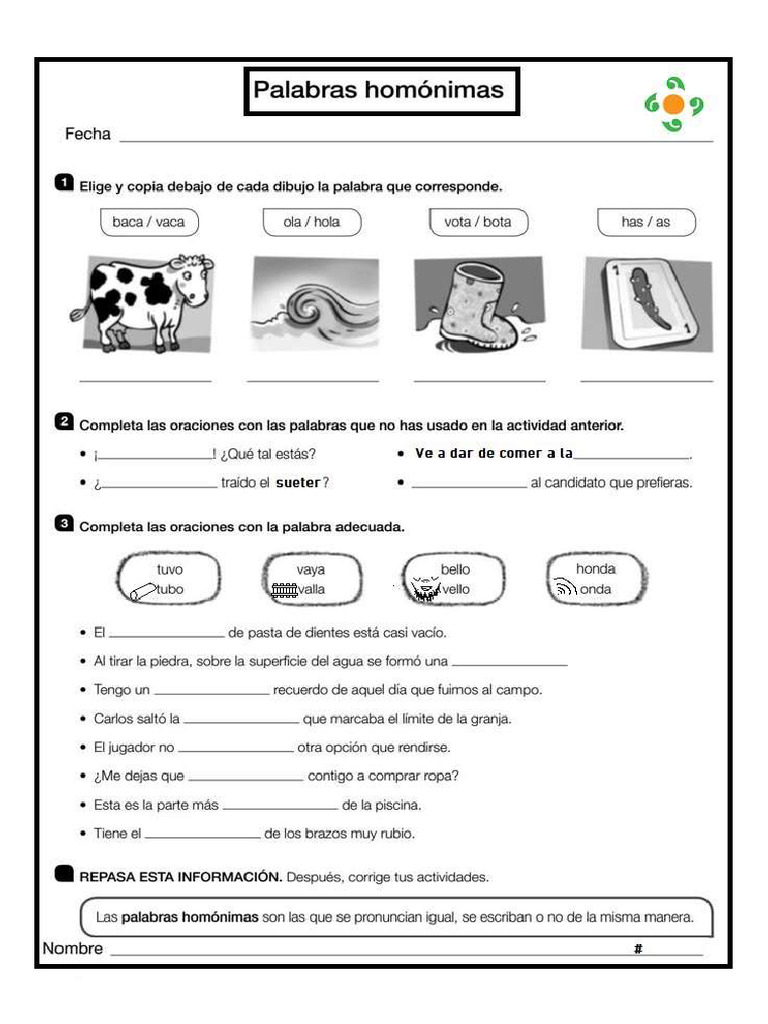 Ejercicios Homónimos 1 | PDF