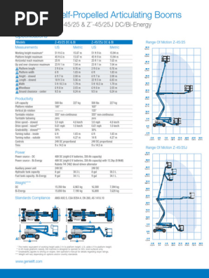 Genie Z-45/25 Boom Lift Specifications | PDF | Battery Charger