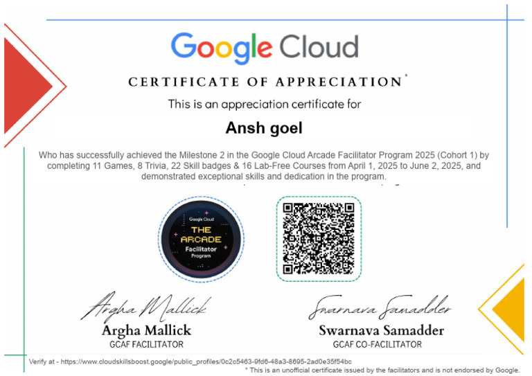 Ansh Goel GCAF25C1 CERTIFICATE | PDF
