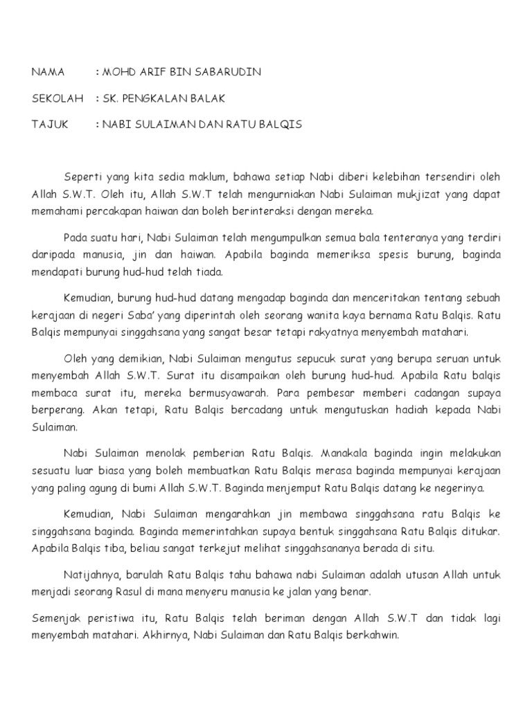 Kisah Ratu Balqis Pdf
