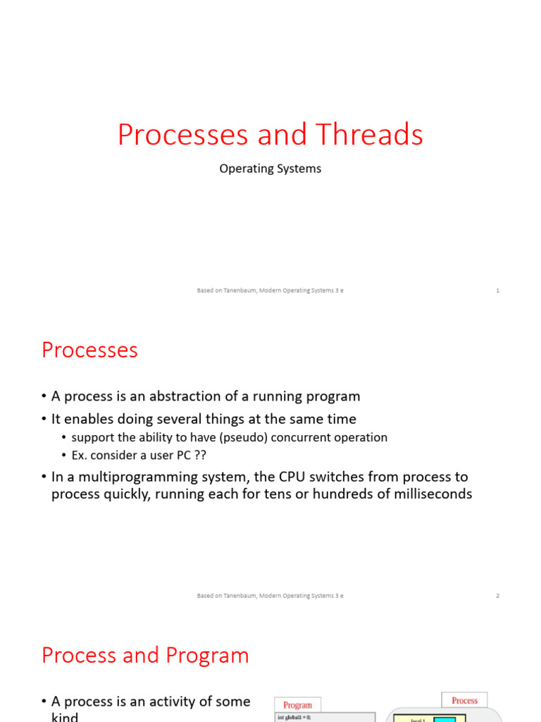 Understanding Processes and Threads in OS | PDF | Process (Computing ...