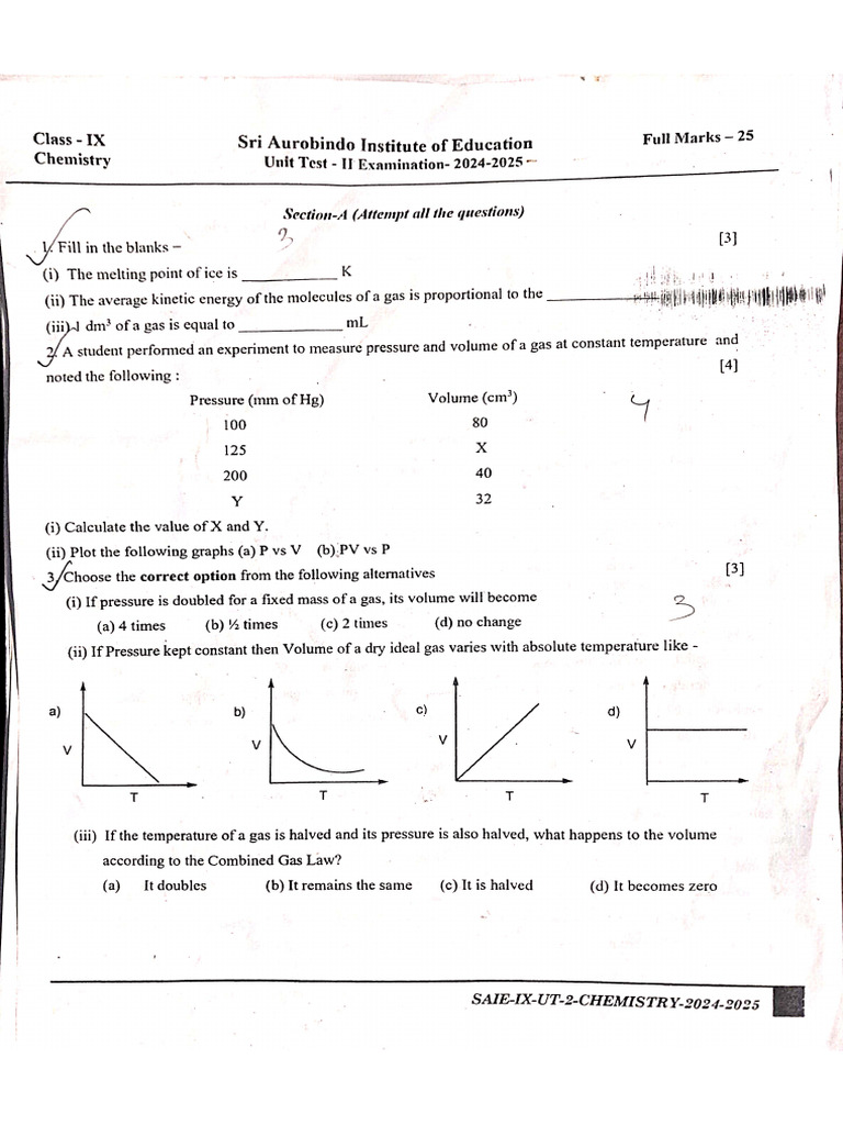 Class 9 Unit Test 2 Question Papers | PDF
