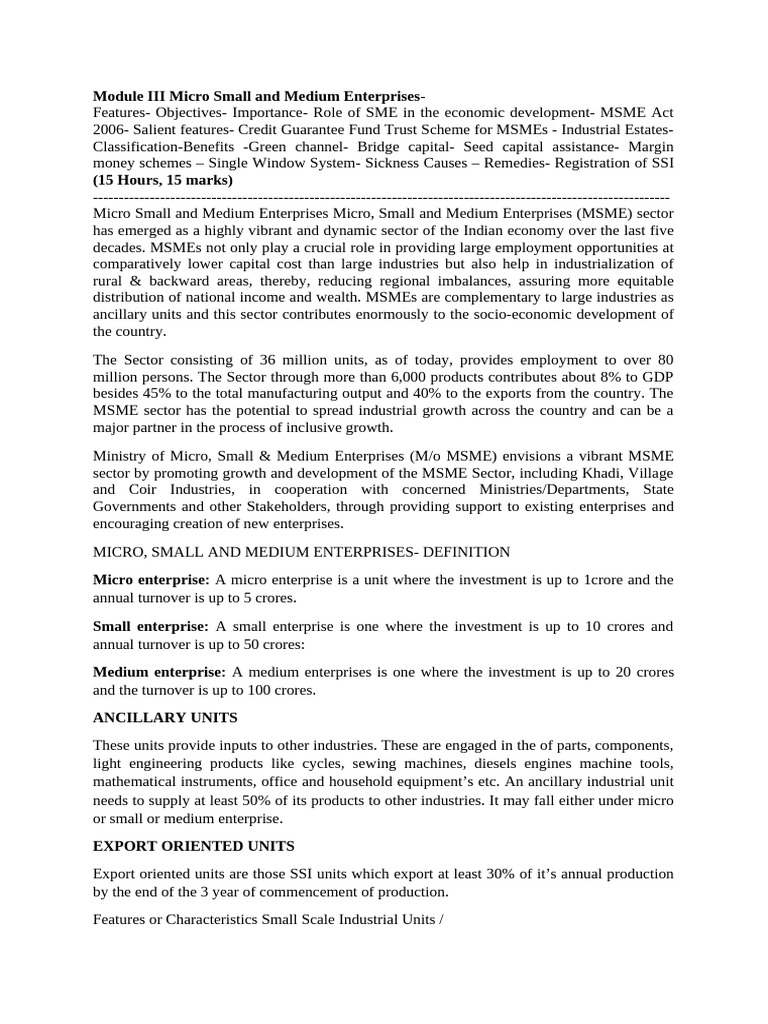 MSME Sector: Importance and Benefits | PDF | Small And Medium Sized ...