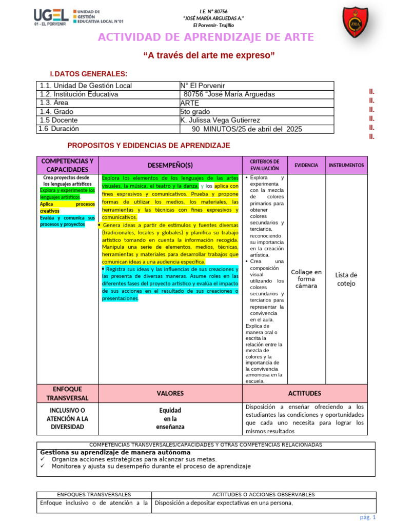 Actividad de Arte: Mezcla de Colores y Convivencia | PDF | Color ...