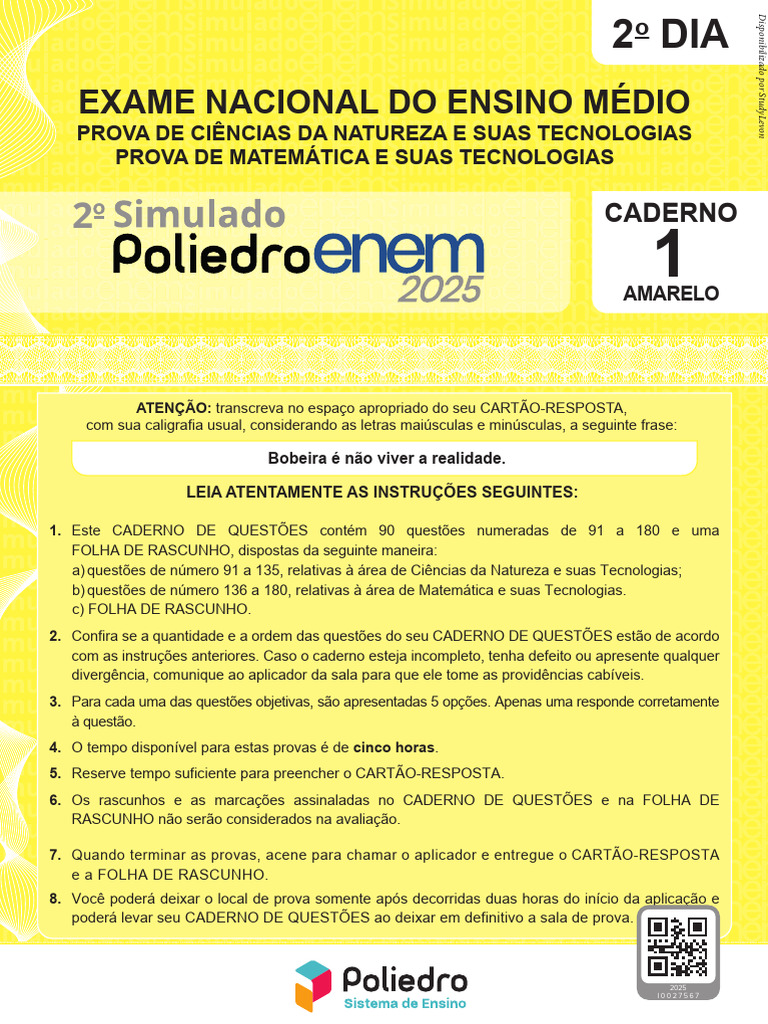 2º Poliedro 2025 Dia 2 | PDF | Engrenagem | Relâmpago