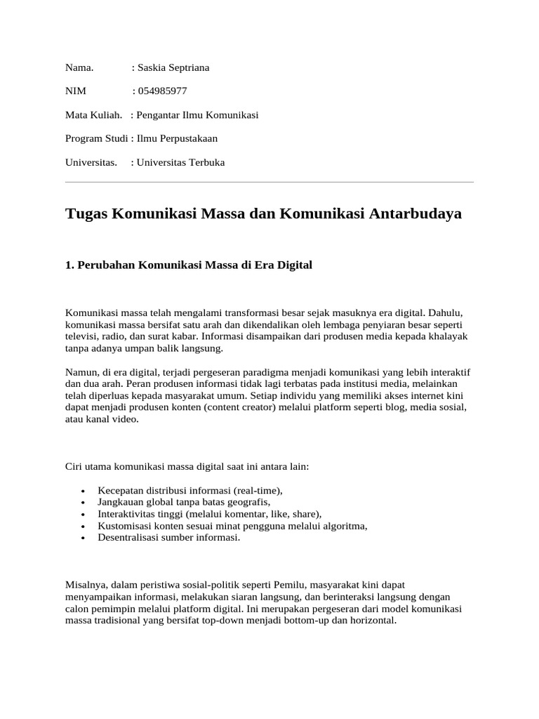 Tugas 3 Pengantar Ilmu Komunikasi Pdf