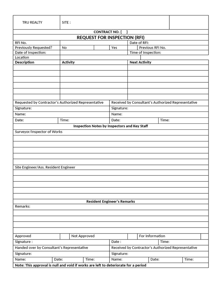 Rrquest For Inspection | PDF