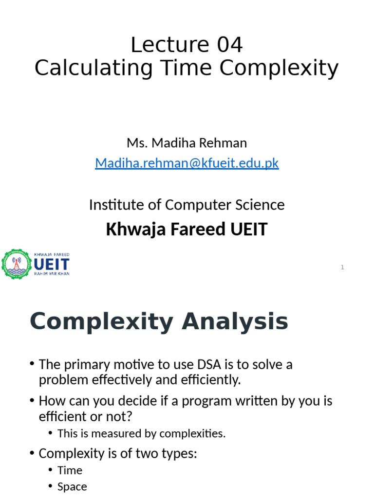 Lecture 04 Calculating Time Complexity | PDF | Time Complexity ...