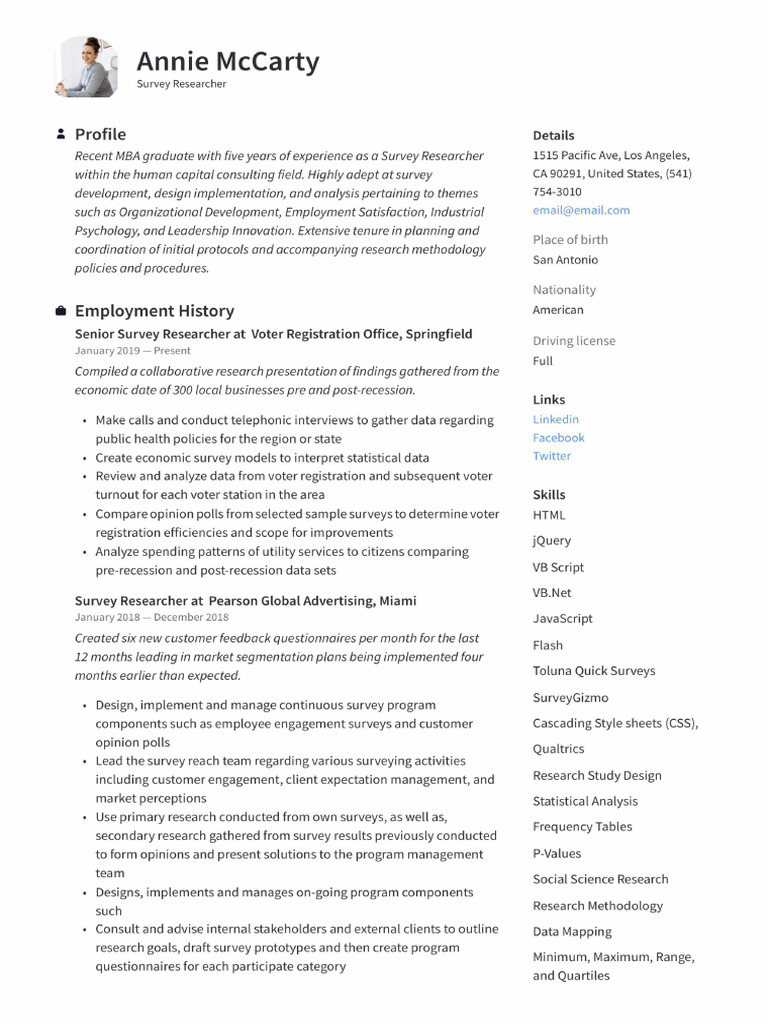 Survey Researcher Resume 0 | PDF