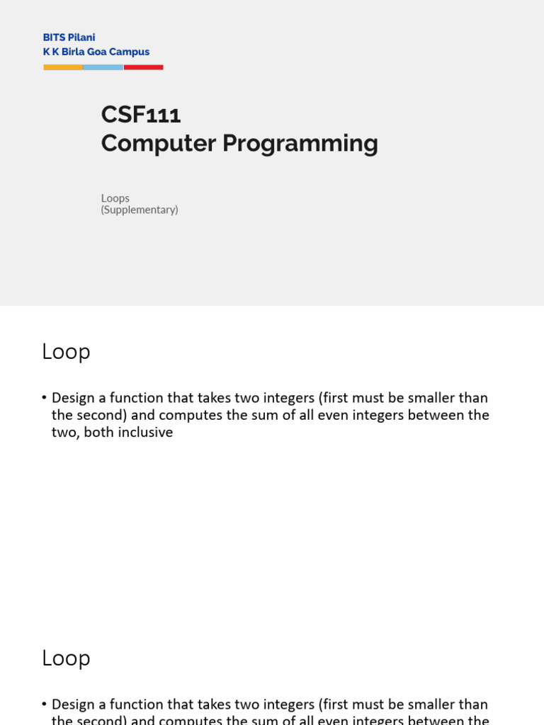 C Programming Loops and Functions | PDF | Control Flow | Computing