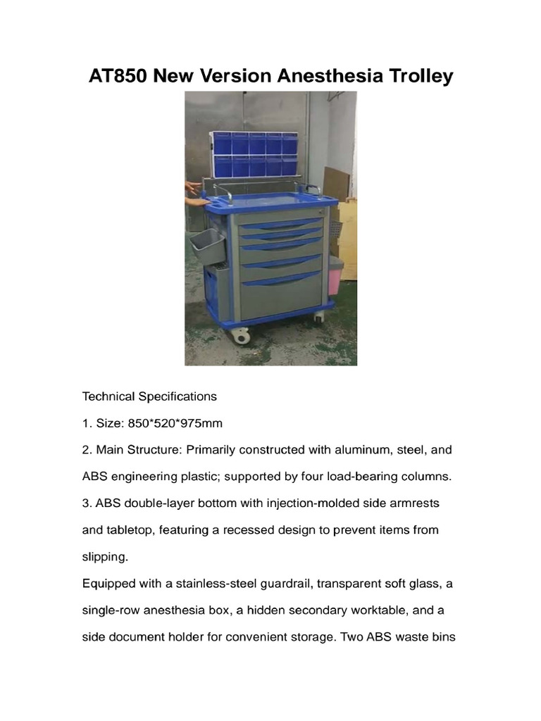 At850 Anesthesia Trolley | PDF