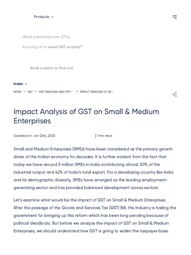 Impact Analysis of GST On Small and Medium Enterprises | PDF | Taxes ...