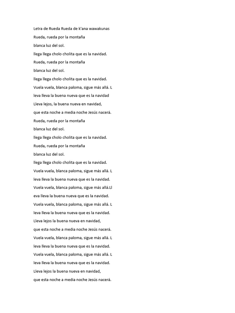 Letra del Villancico 
