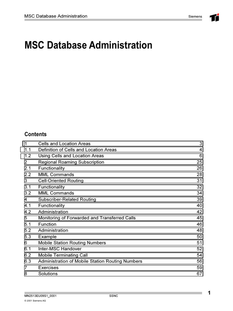 MSC Database Admin: Cells & Routing | PDF | Telecommunications ...