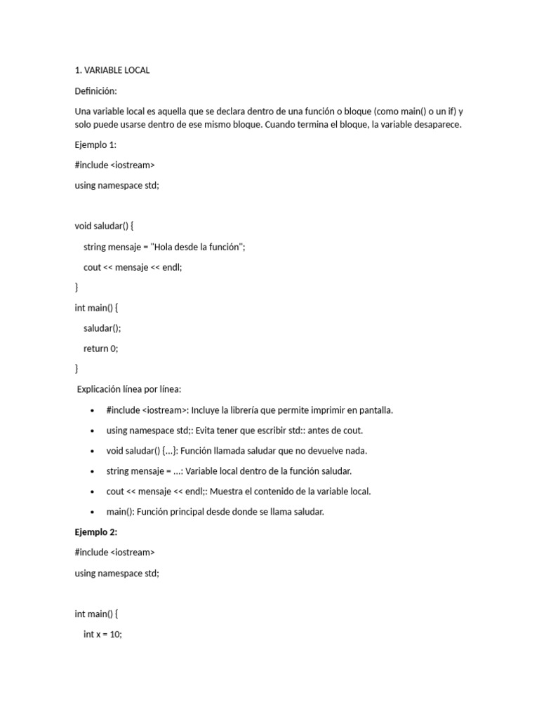 Ejemplos de Variables y Arreglos en C++ | PDF | C ++ | Programación de ...