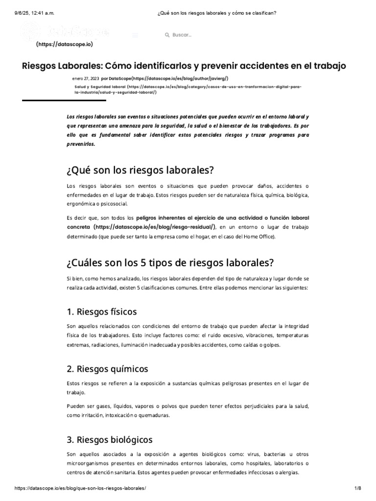 Clasificación y prevención de riesgos laborales | PDF | Riesgo | La ...