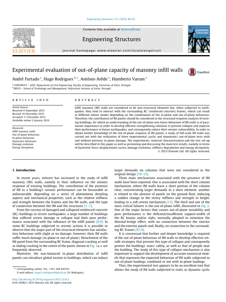 Out-of-Plane Capacity of Infill Masonry Walls | PDF | Strength Of ...