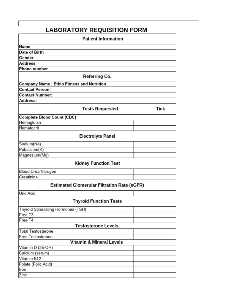 Lab Requisition Form Template | PDF | Medical Specialties