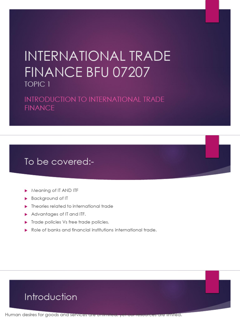 Introduction to International Trade Finance | PDF | Exports | Free Trade
