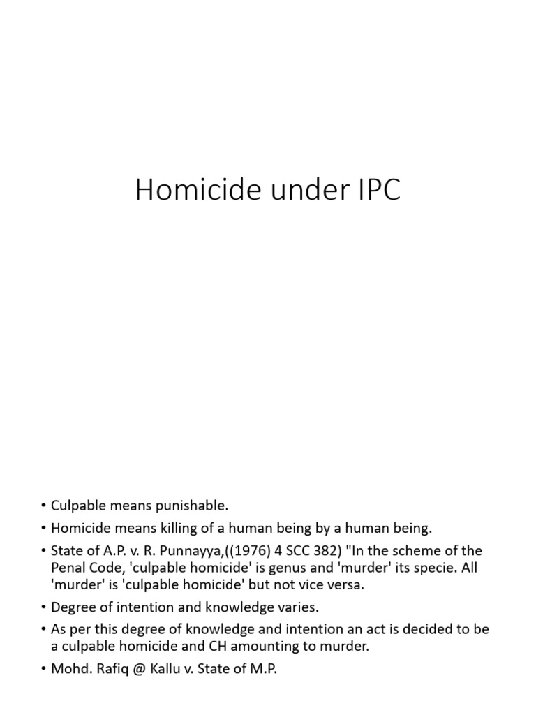 Understanding Homicide under IPC | PDF | Murder | Negligence