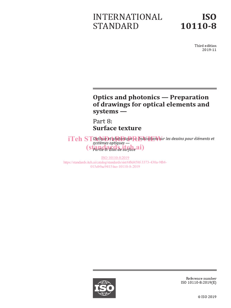 ISO 10110-8: Surface Texture Standards | PDF | Surface Roughness ...