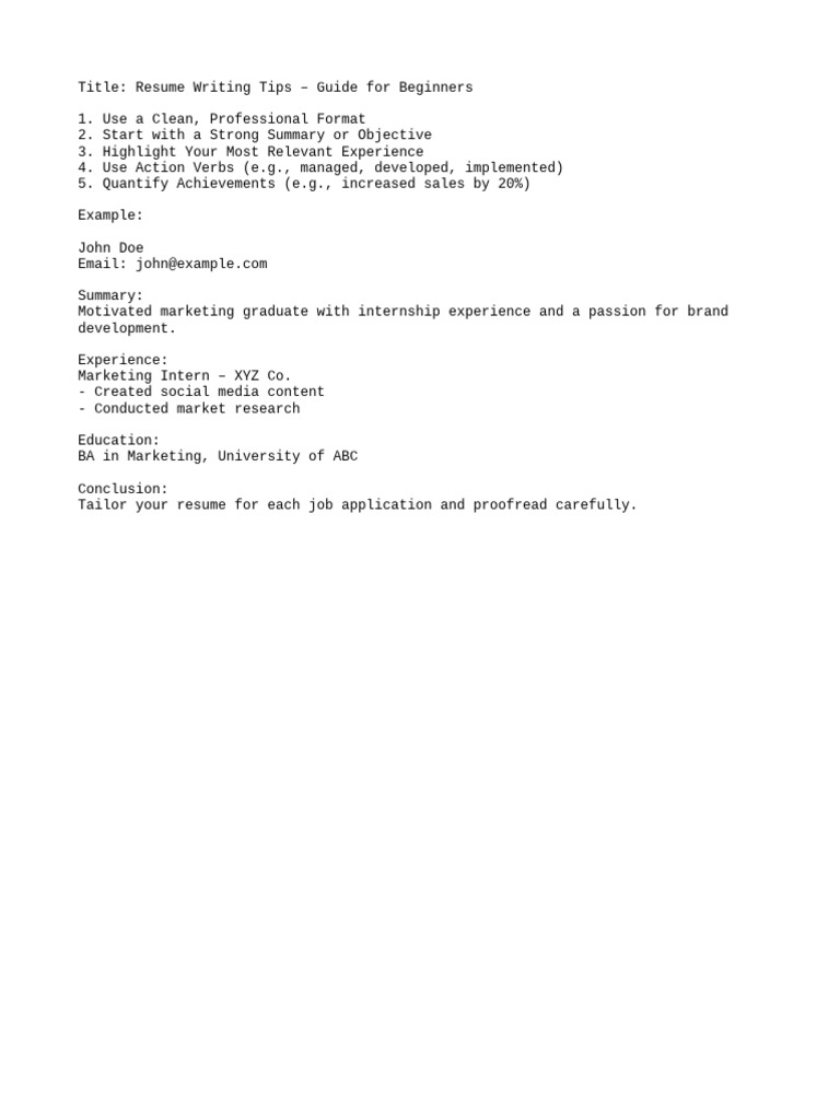 Resume Writing Tips | PDF