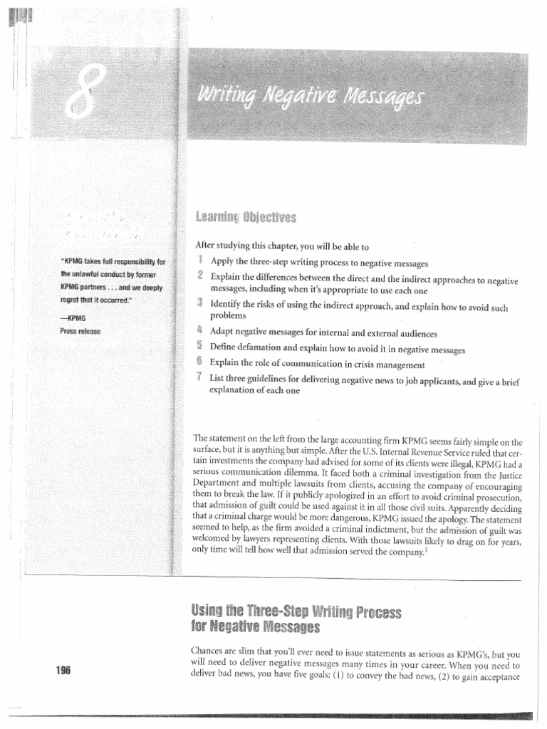 Writing Negative Messages | PDF