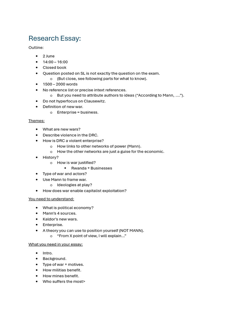 s324 R-Essay Outline | PDF
