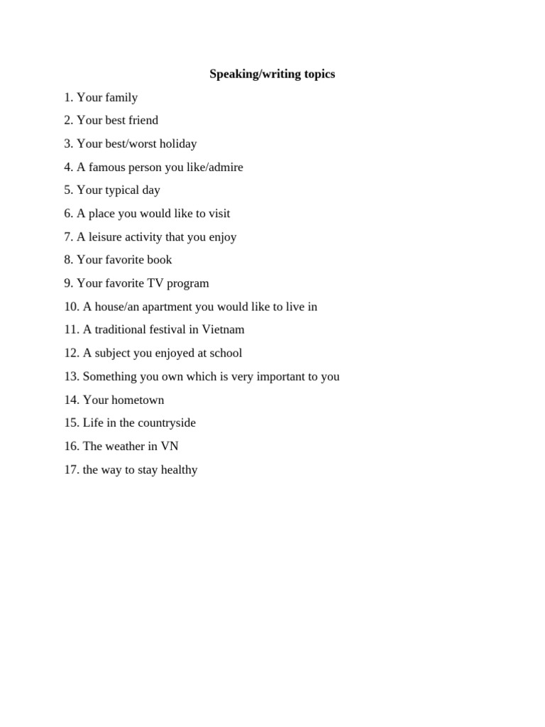 Engaging Speaking Topics List | PDF