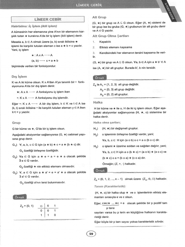 Lineer Cebir Pegem | PDF