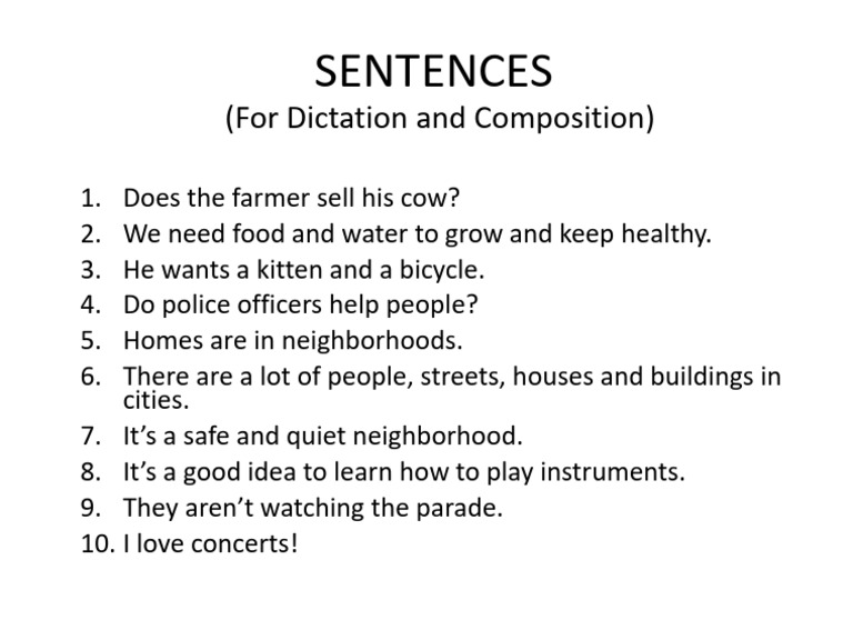 Dictation Compo - Sentences | PDF