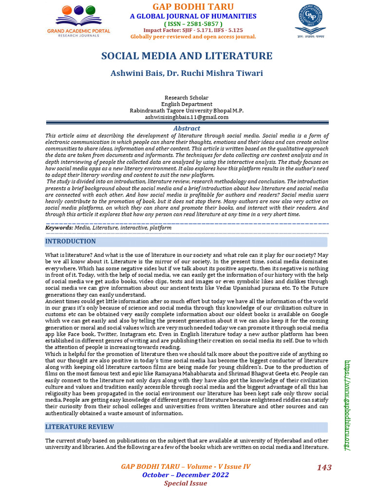 Social Media's Impact on Literature | PDF | Social Media | Popular ...