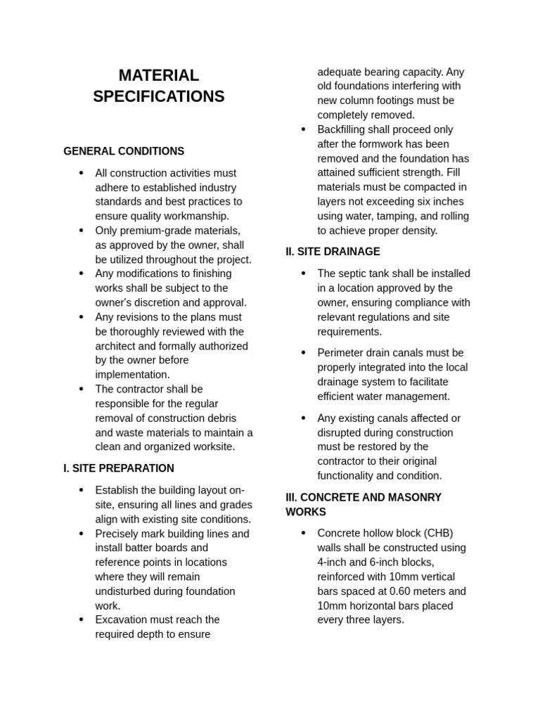 Comprehensive Construction Material Guidelines | PDF | Concrete | Plumbing