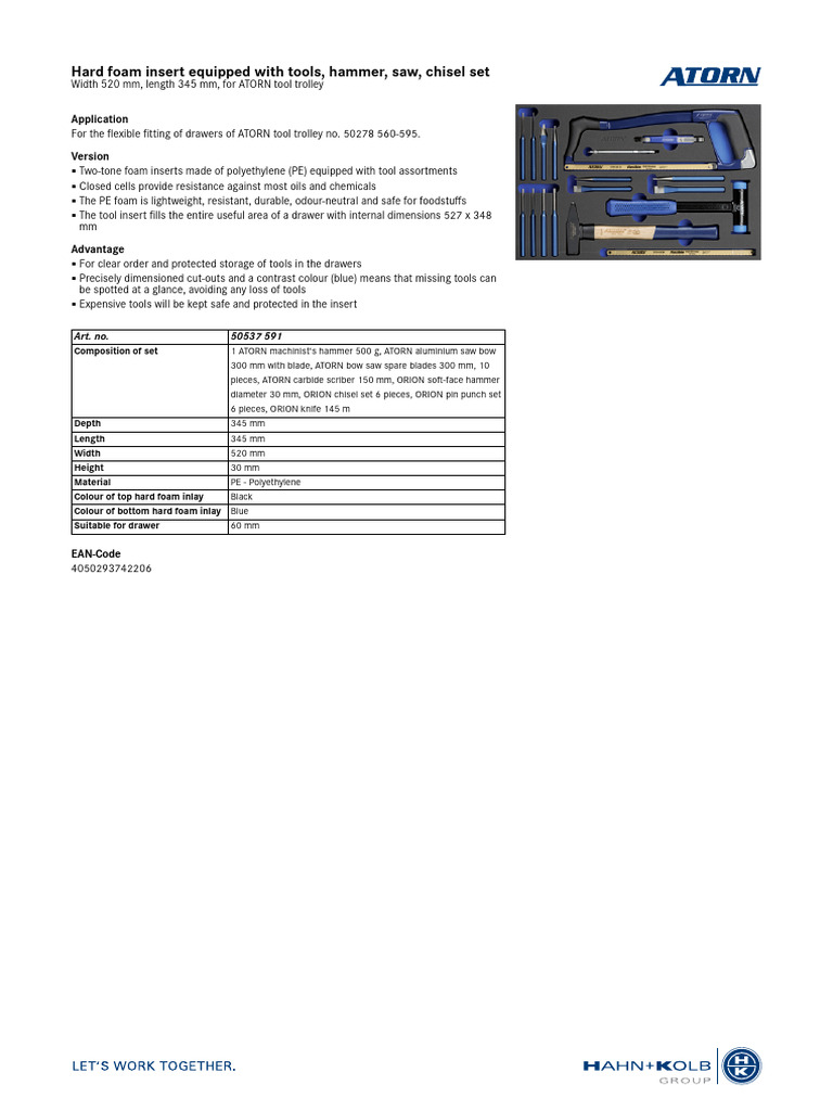 ATORN Tool Trolley Foam Insert Set | PDF