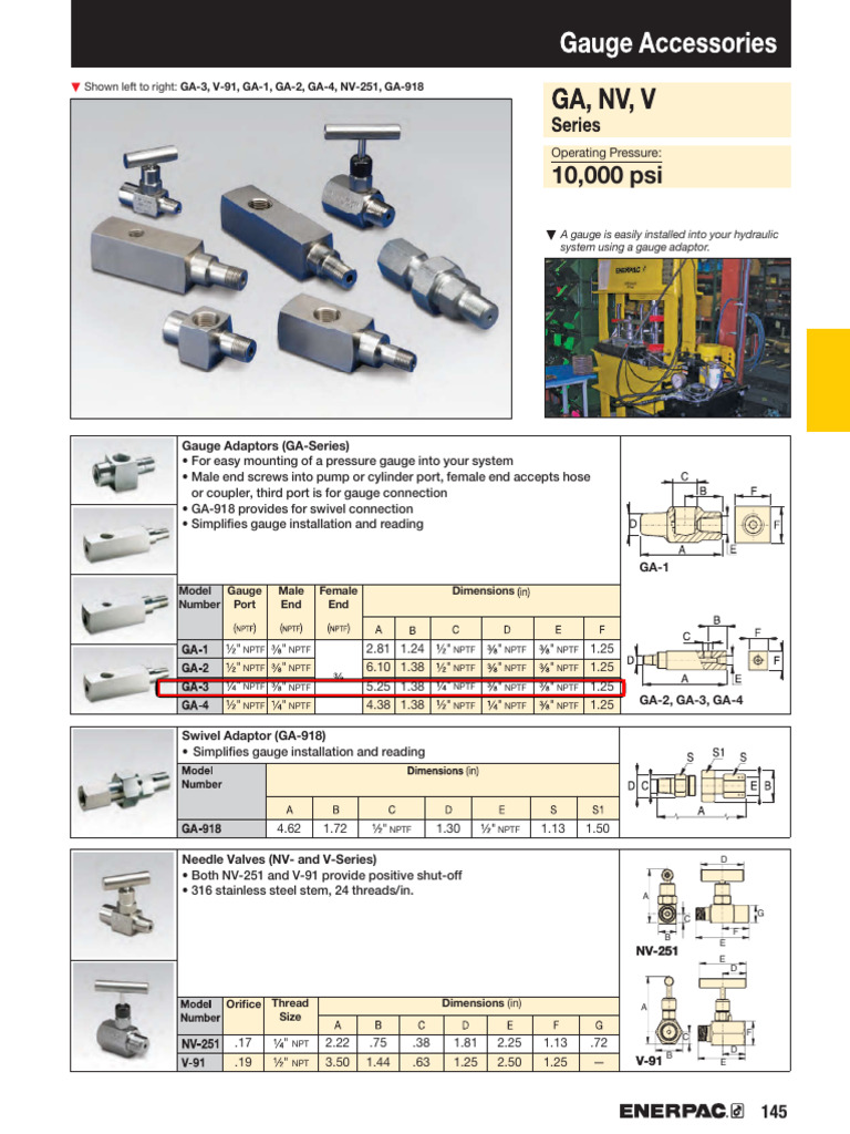 GA3 Gauge Adaptor Enerpac | PDF
