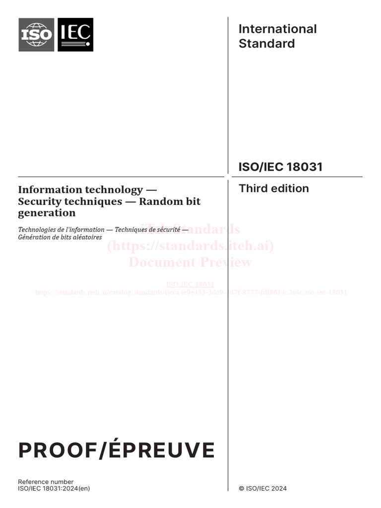 ISO/IEC 18031:2024 Random Bit Generation | PDF | Key (Cryptography ...