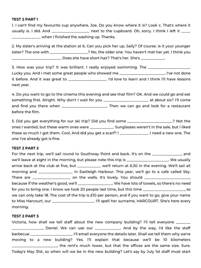 2.5 Listening Key A2 Script | PDF